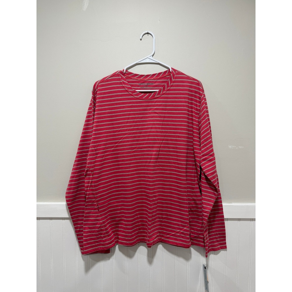 Woolrich Long Sleeve Crew Neck T-Shirt 3XDry Red Taupe Women Size XL NWT
